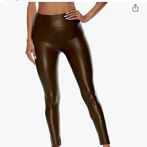 BROWN FAUX LEATHER LEGGINGS SIZE SMALL/MEDIUM FIT! Brand new never worn! - Picture 5 of 5